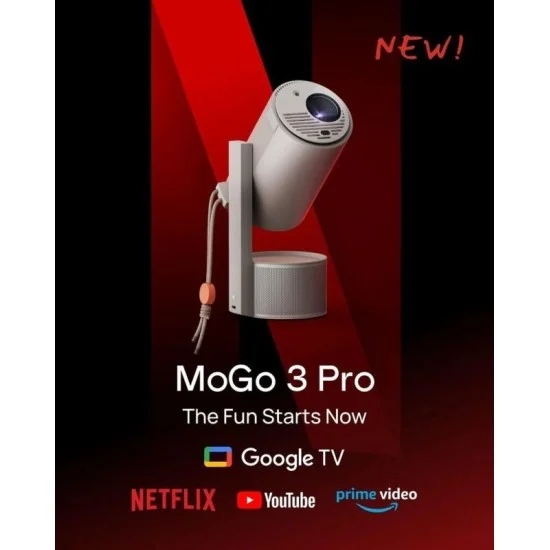 Xgimi Mogo 3 Pro Portable Projector With Powerbase Stand - Grey